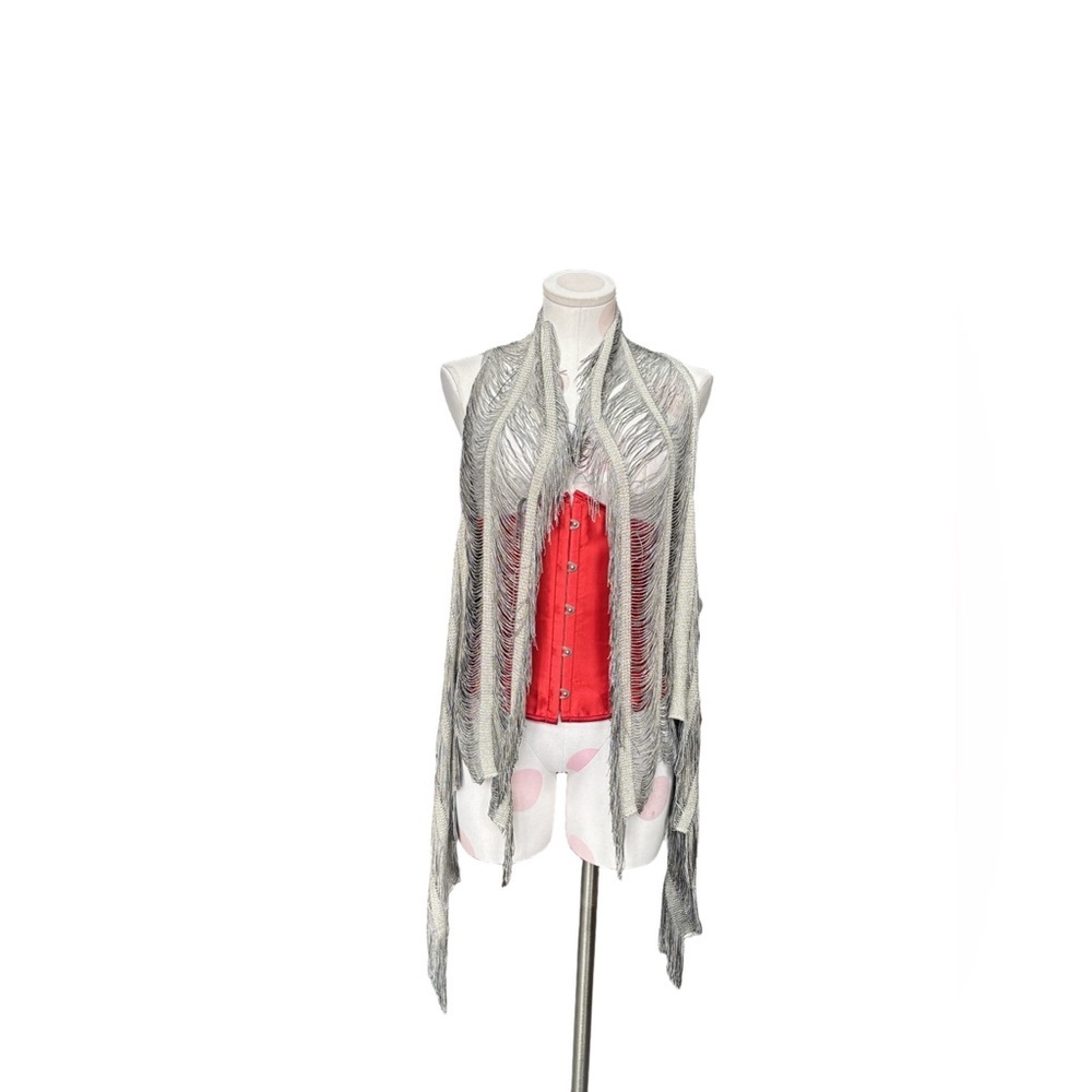 SILVER Swing Vest with Fringe Fairy Steampunk